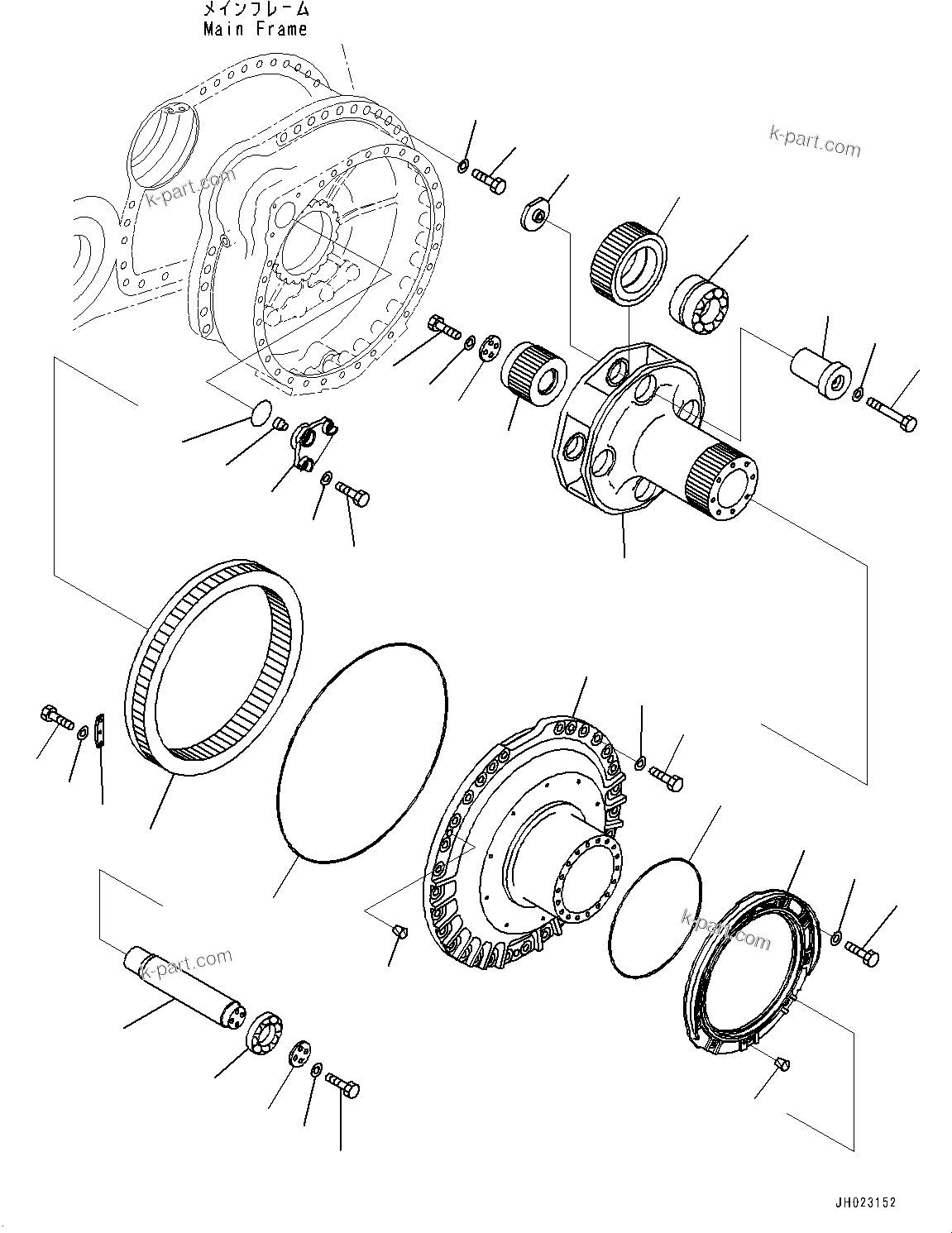 Komatsu parts book diagram for D375AI-8 S/N 81001-UP: FINAL DRIVE, GEAR AND COVER L.H. (FOR MUDDY LAND)(#81001-)