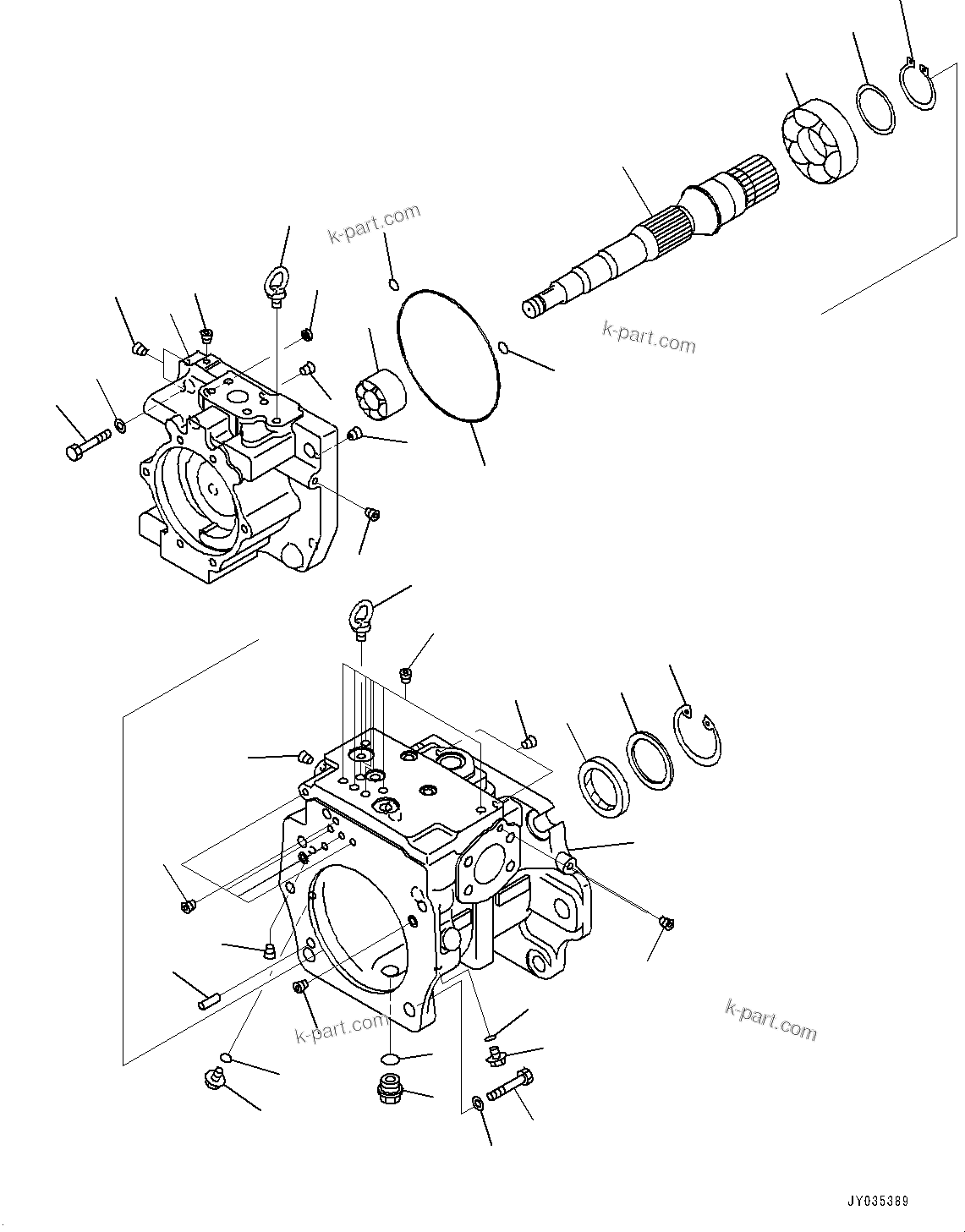 Komatsu parts book diagram for D375AI-8 S/N 81001-UP: HYDRAULIC PUMP, INNER PARTS (1/5)(#80015-)