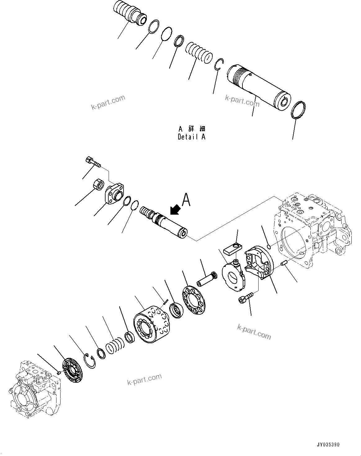 Komatsu parts book diagram for D375AI-8 S/N 81001-UP: HYDRAULIC PUMP, INNER PARTS (2/5)(#80015-)