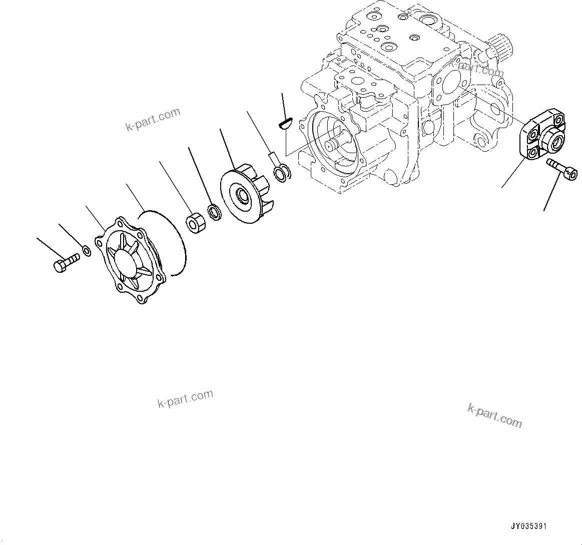 Komatsu parts book diagram for D375AI-8 S/N 81001-UP: HYDRAULIC PUMP, INNER PARTS (3/5)(#80015-)