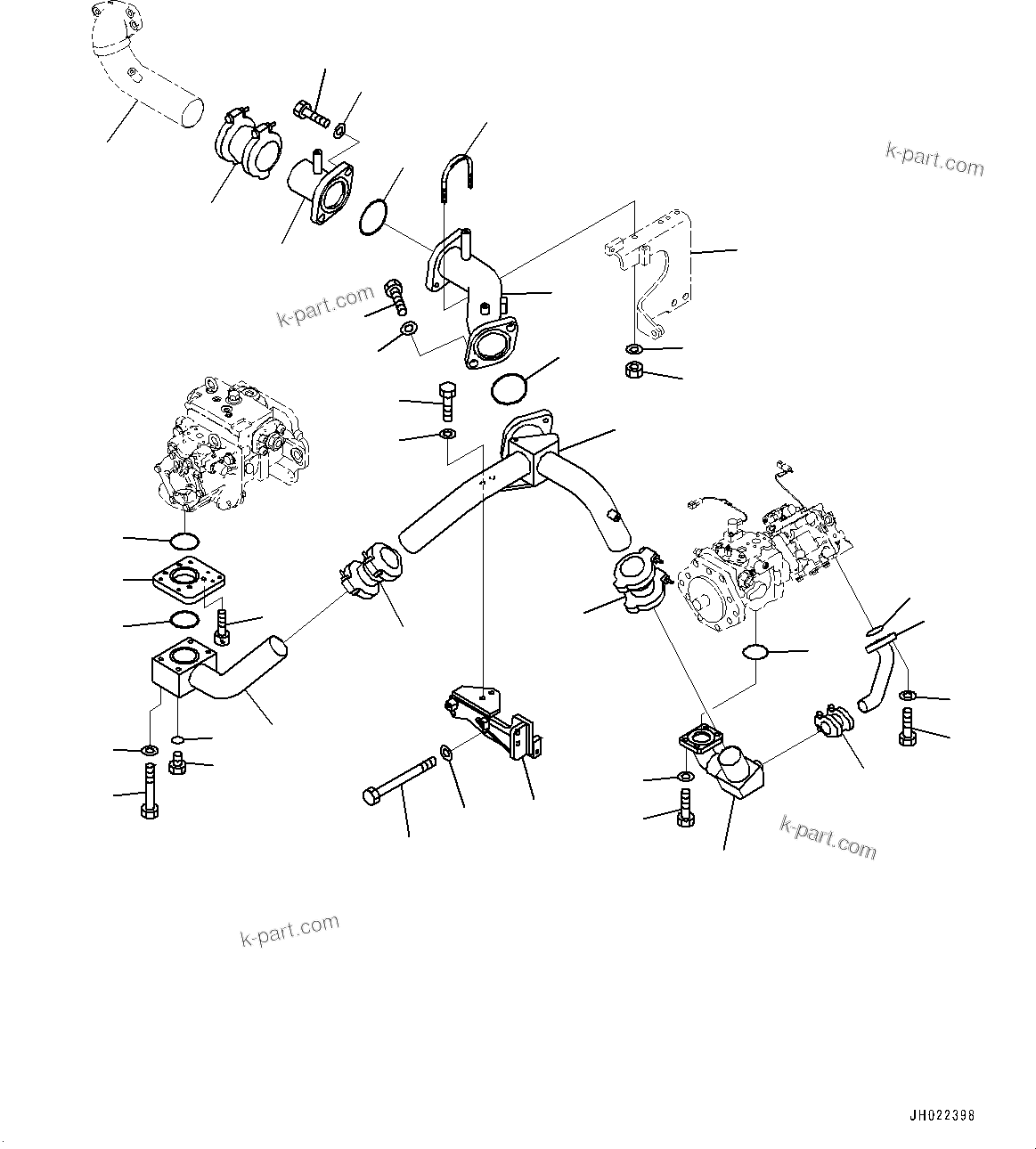 Komatsu parts book diagram for D375AI-8 S/N 81001-UP: HYDRAULIC PUMP PIPING, SUCTION PIPING(#80015-)
