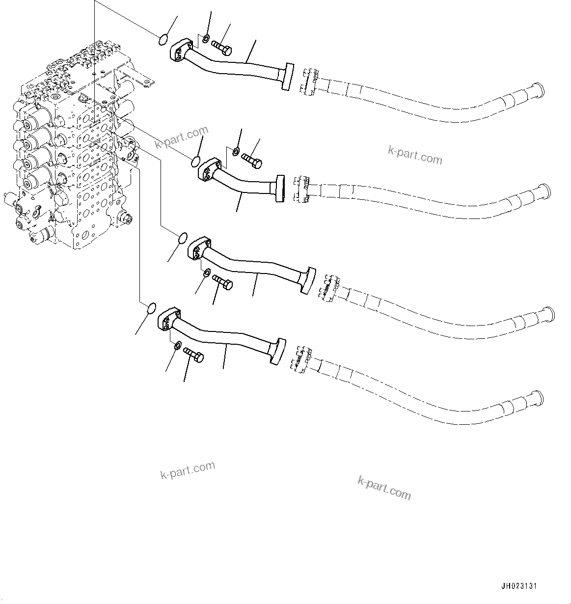 Komatsu parts book diagram for D375AI-8 S/N 81001-UP: RIPPER PIPING, MAIN PIPING (1/3)(#80231-)
