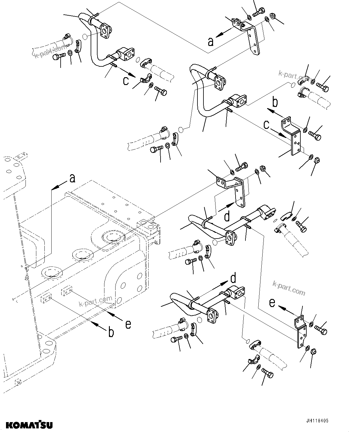 Komatsu parts book diagram for D375AI-8 S/N 81001-UP: RIPPER PIPING, MAIN PIPING (3/3)(#80231-)