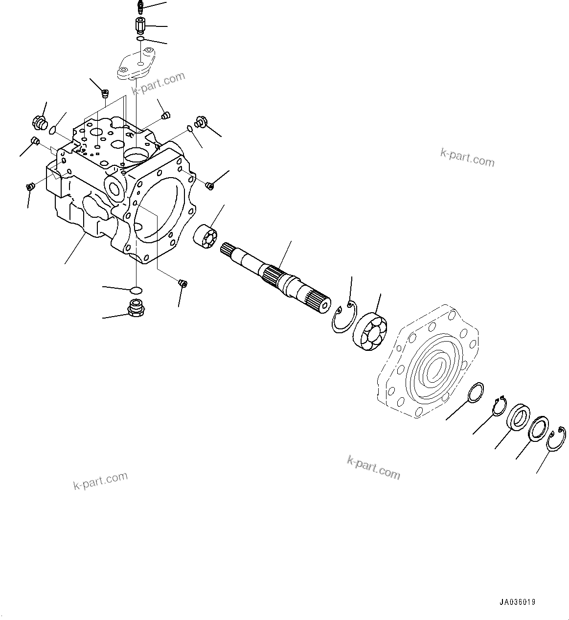 Komatsu parts book diagram for D375AI-8 S/N 81001-UP: COOLING FAN DRIVE PIPING, FAN PUMP (1/13)(#80223-)