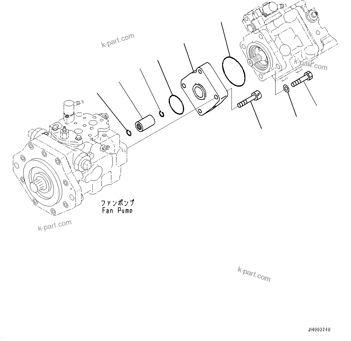 Komatsu parts book diagram for D375AI-8 S/N 81001-UP: COOLING FAN DRIVE PIPING, FAN PUMP (13/13)(#80223-)