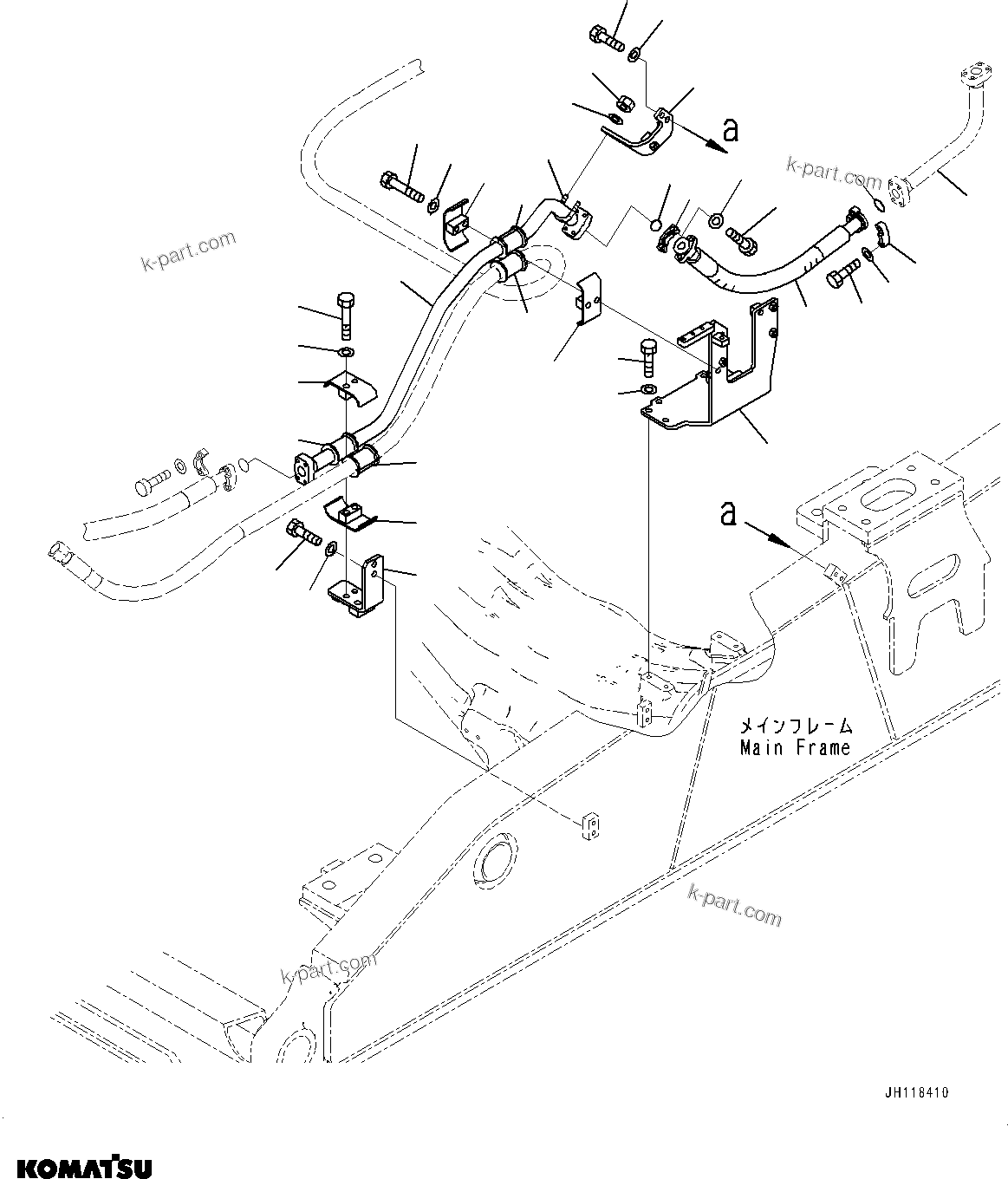 Komatsu parts book diagram for D375AI-8 S/N 81001-UP: COOLING FAN DRIVE PIPING, FAN MOTOR DELIVERY PIPING (1/2)(#80223-)