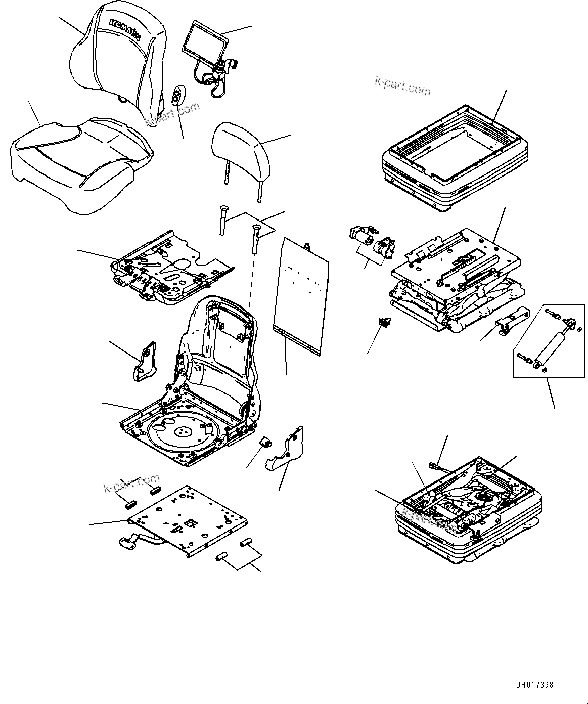 Komatsu parts book diagram for D375AI-8 S/N 81001-UP: OPERATOR'S SEAT, INNER PARTS(#80001-)