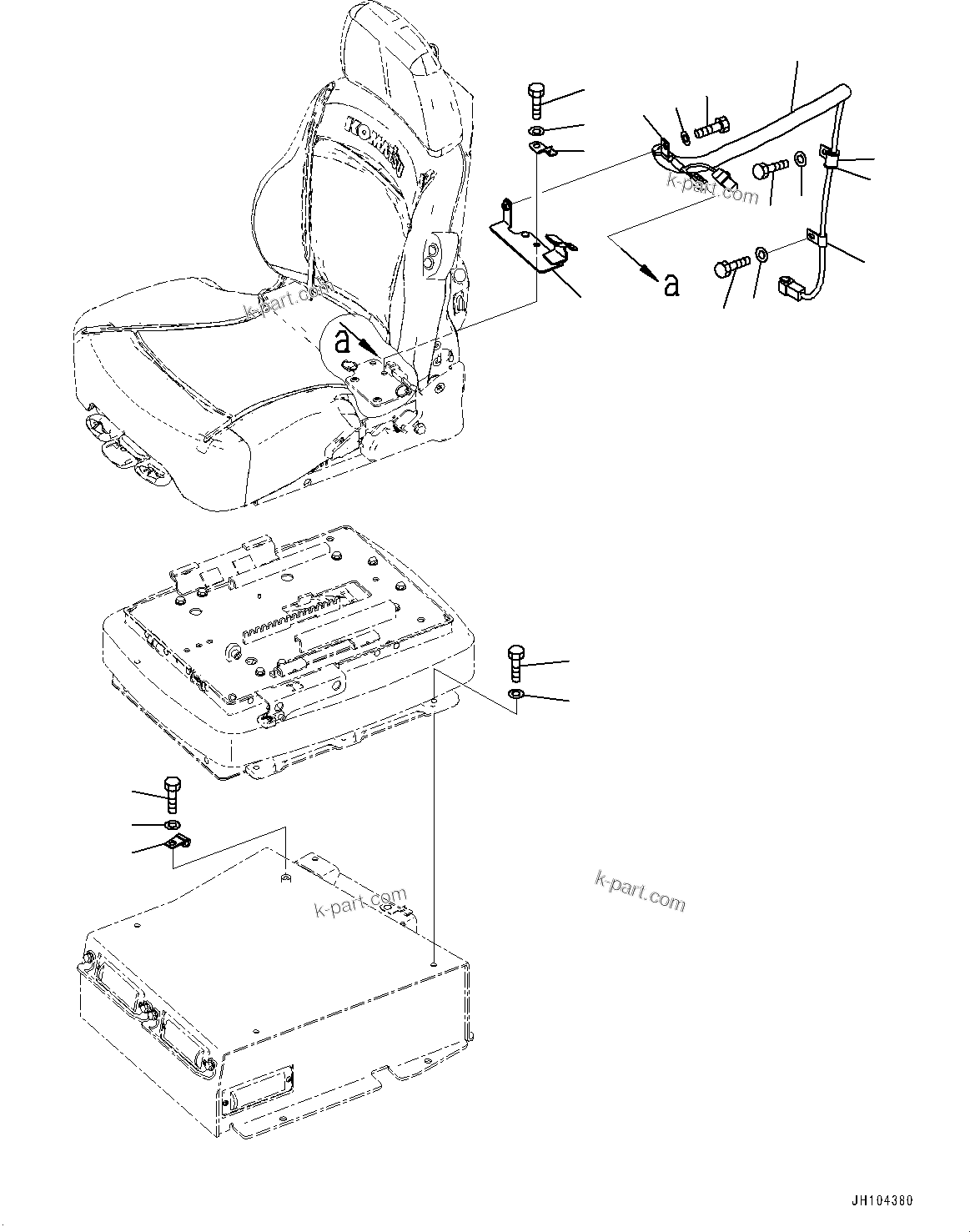 Komatsu parts book diagram for D375AI-8 S/N 81001-UP: OPERATOR'S SEAT, MOUNTING(#80001-)