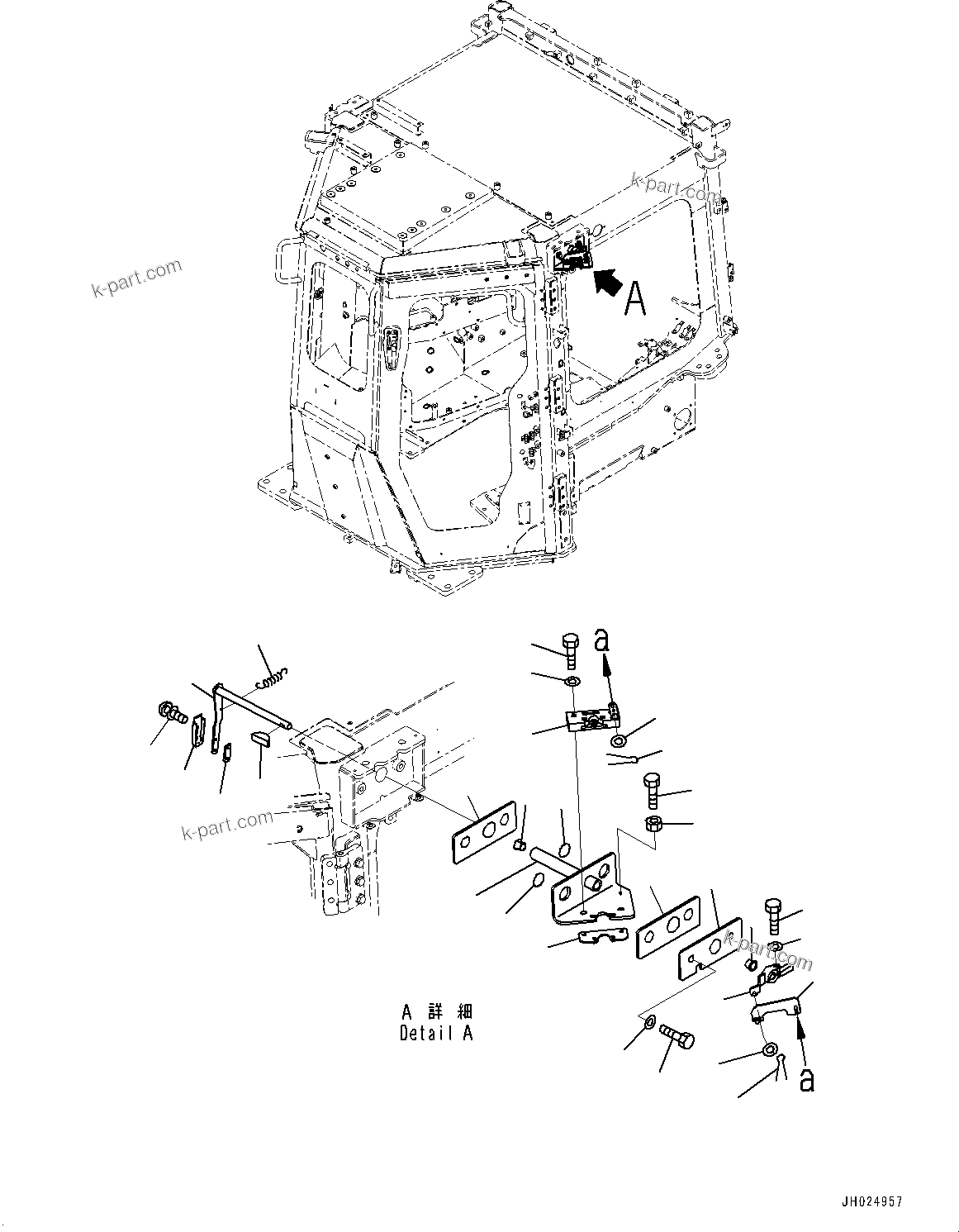 Komatsu parts book diagram for D375AI-8 S/N 81001-UP: CAB, DOOR OPEN LOCK, L.H.(#81001-)