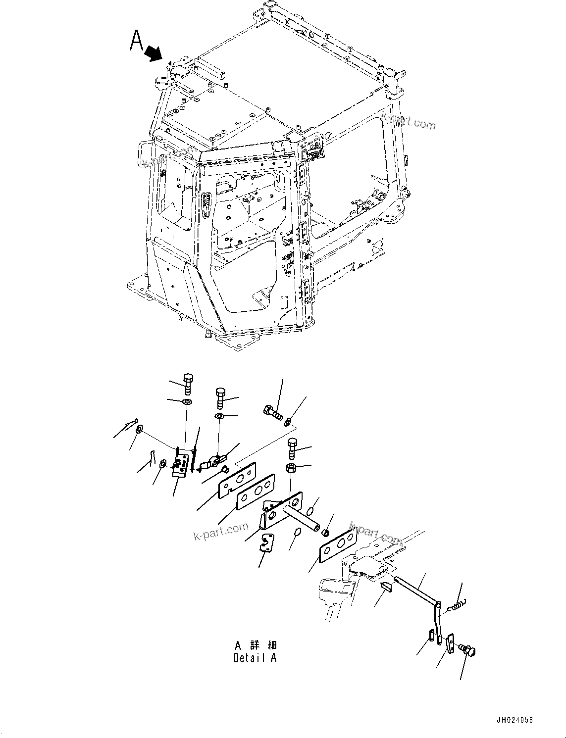 Komatsu parts book diagram for D375AI-8 S/N 81001-UP: CAB, DOOR OPEN LOCK, R.H.(#81001-)