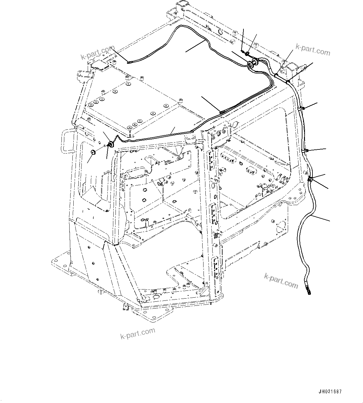 Komatsu parts book diagram for D375AI-8 S/N 81001-UP: CAB, WASHER HOSE(#81001-)