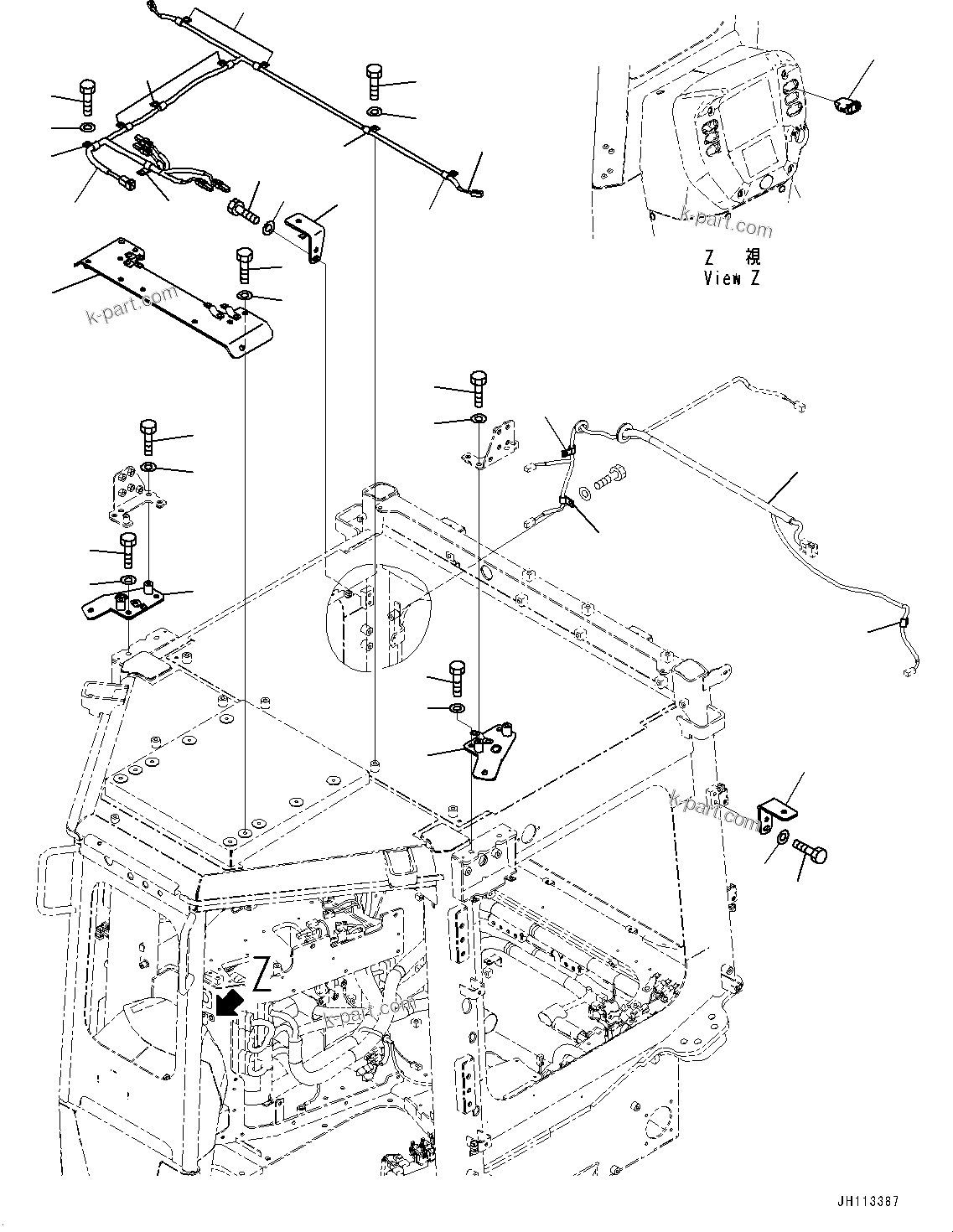 Komatsu parts book diagram for D375AI-8 S/N 81001-UP: CAB, WORKING LAMP BRACKET(#81001-)