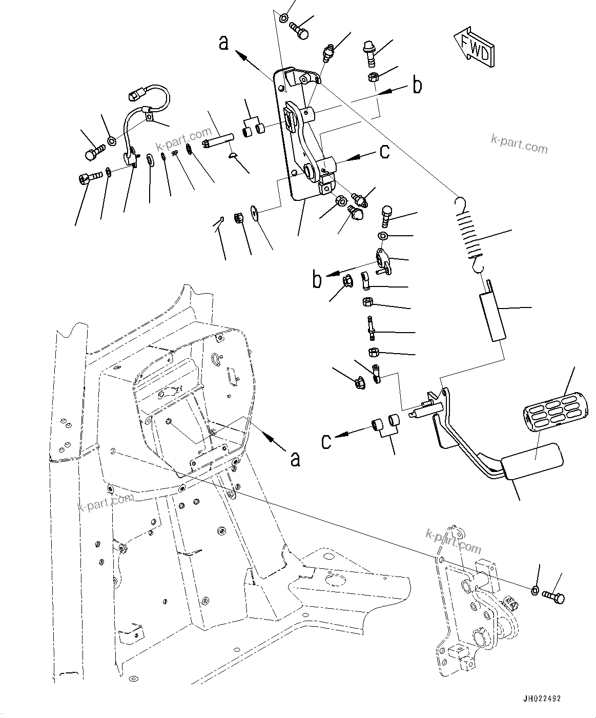 Komatsu parts book diagram for D375AI-8 S/N 81001-UP: CONTROL UNIT, DECELERATOR PEDAL(#81001-)