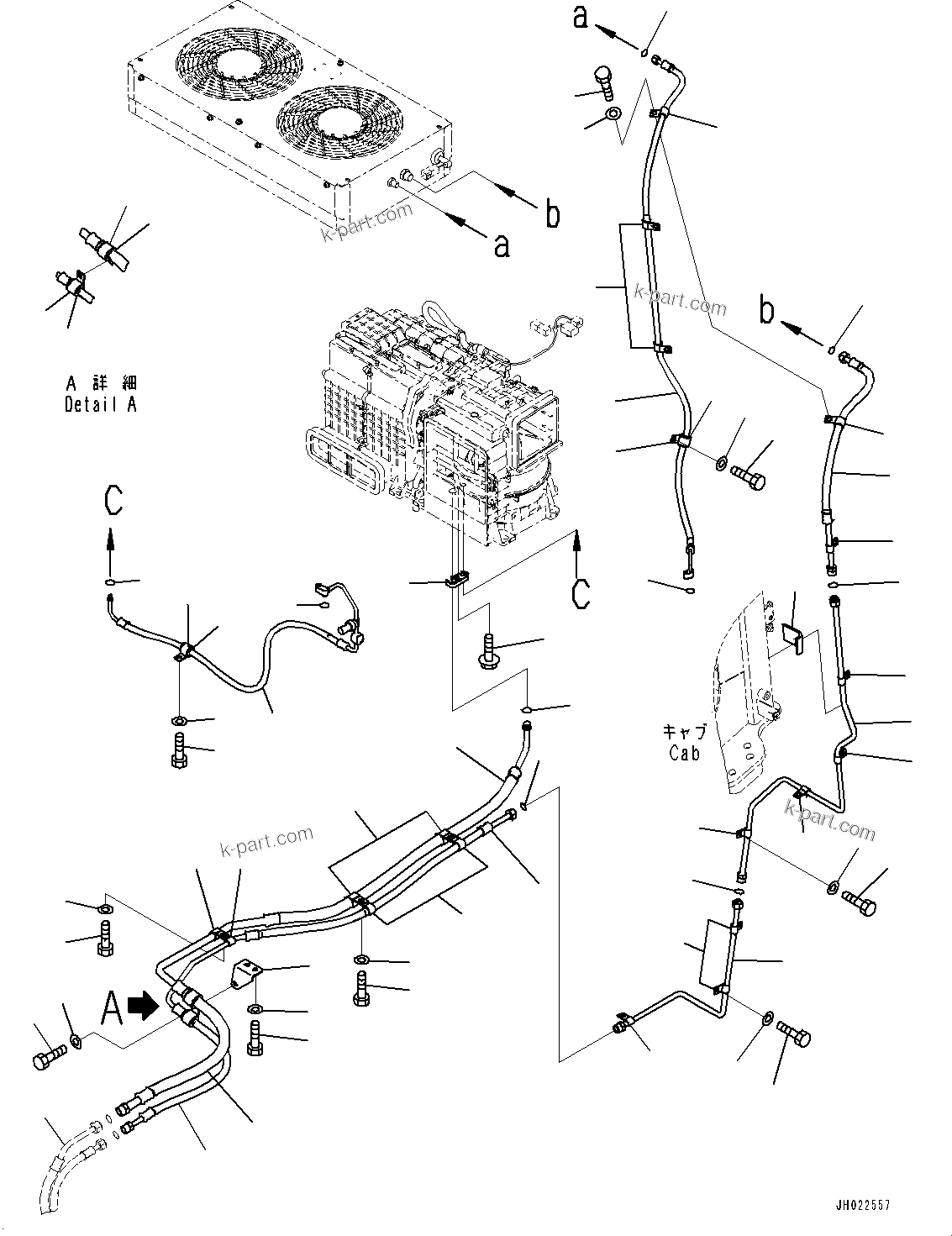Komatsu parts book diagram for D375AI-8 S/N 81001-UP: CONTROL UNIT, AIR CONDITIONER PIPING (1/2)(#81001-)