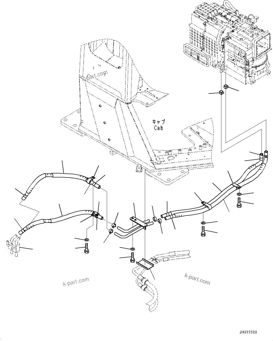 Komatsu parts book diagram for D375AI-8 S/N 81001-UP: CONTROL UNIT, AIR CONDITIONER PIPING (2/2)(#81001-)
