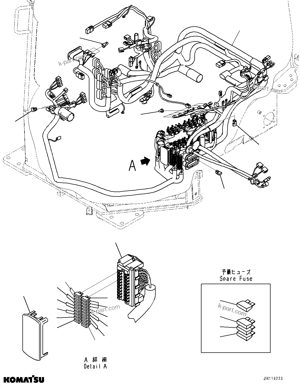 Komatsu parts book diagram for D375AI-8 S/N 81001-UP: CAB ELECTRICAL UNIT, FLOOR, WIRING HARNESS(#81001-)