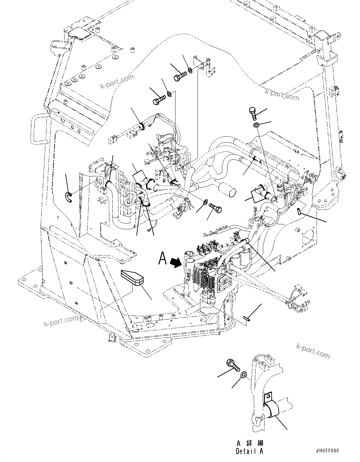 Komatsu parts book diagram for D375AI-8 S/N 81001-UP: CAB ELECTRICAL UNIT, FLOOR WIRING HARNESS MOUNTING (3/3)(#81001-)