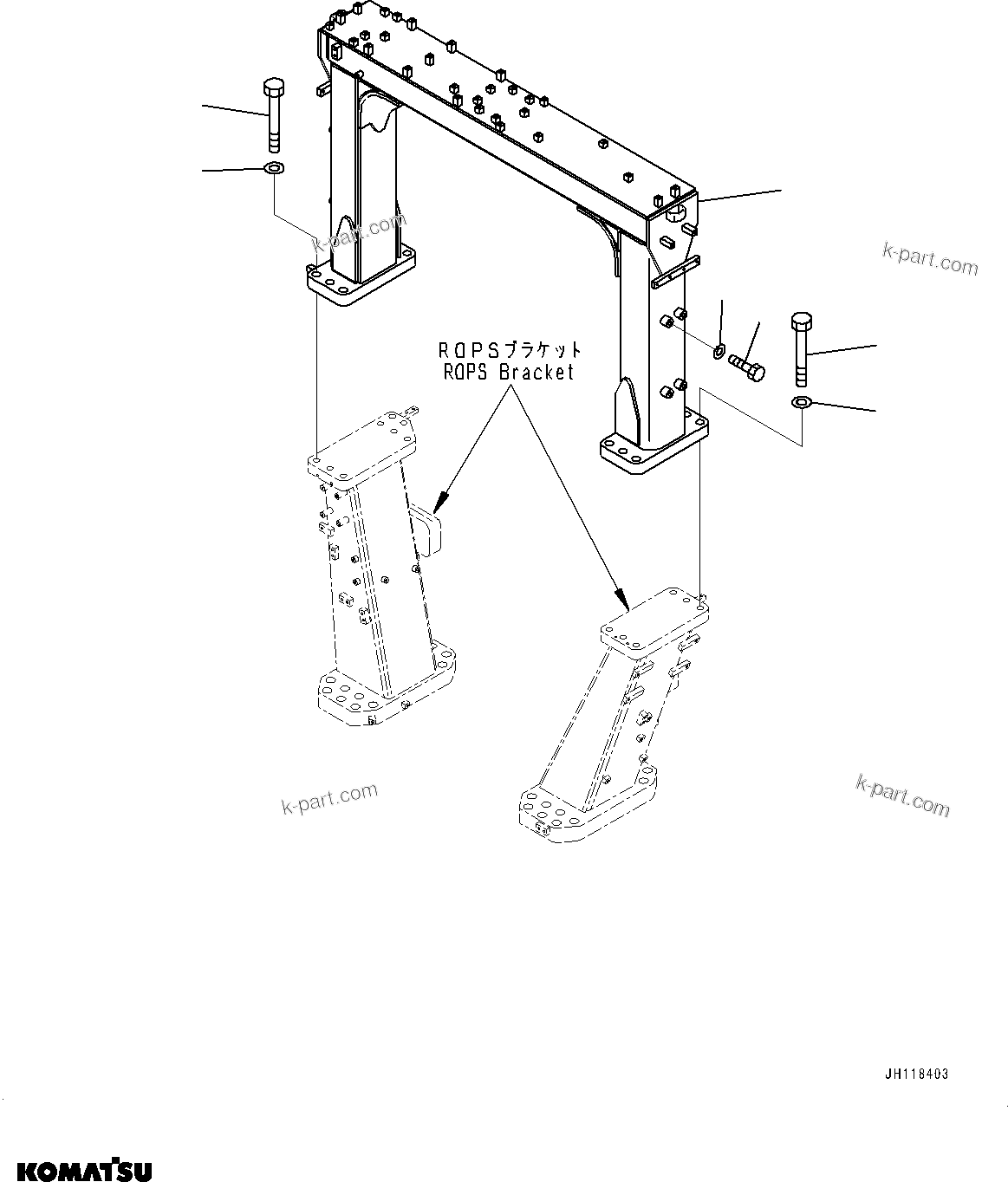 Komatsu parts book diagram for D375AI-8 S/N 81001-UP: ROPS GUARD, GUARD(#81001-)