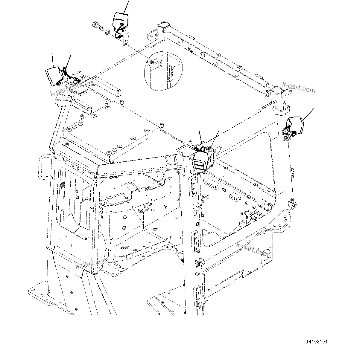 Komatsu parts book diagram for D375AI-8 S/N 81001-UP: WORKING LAMP, (#80016-)