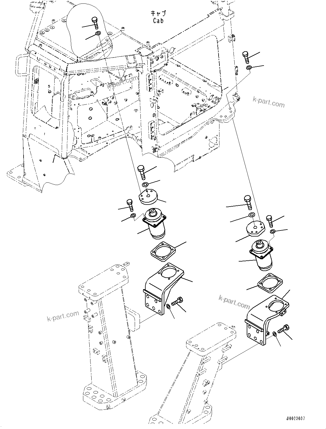 Komatsu parts book diagram for D375AI-8 S/N 81001-UP: REAR, FLOOR FRAME MOUNTING, (#80015-)