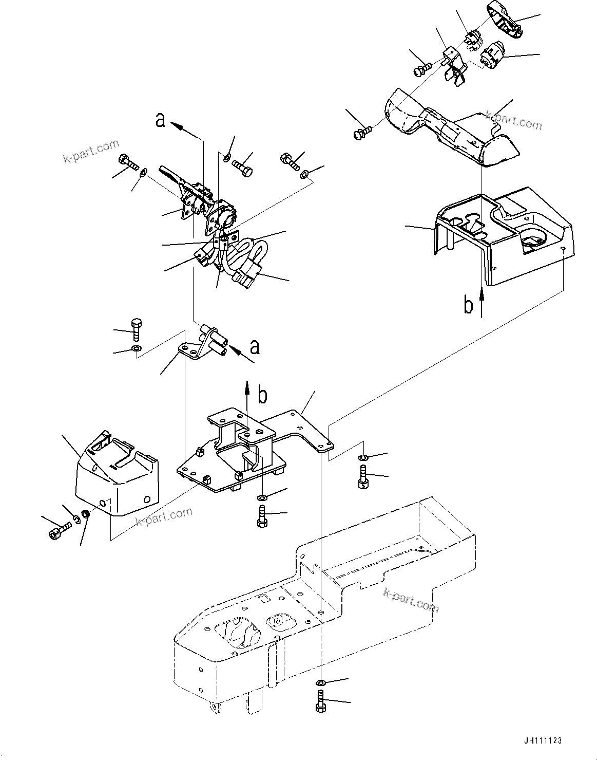 Komatsu parts book diagram for D375AI-8 S/N 81001-UP: CONSOLE RELATED PARTS, TRAVEL CONTROL LEVER(#80213-)