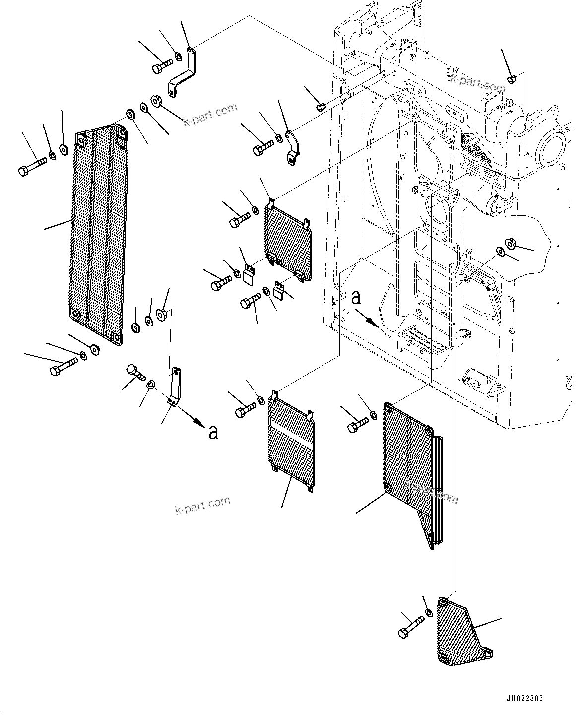 Komatsu parts book diagram for D375AI-8 S/N 81001-UP: RADIATOR GUARD, NET(#81001-)