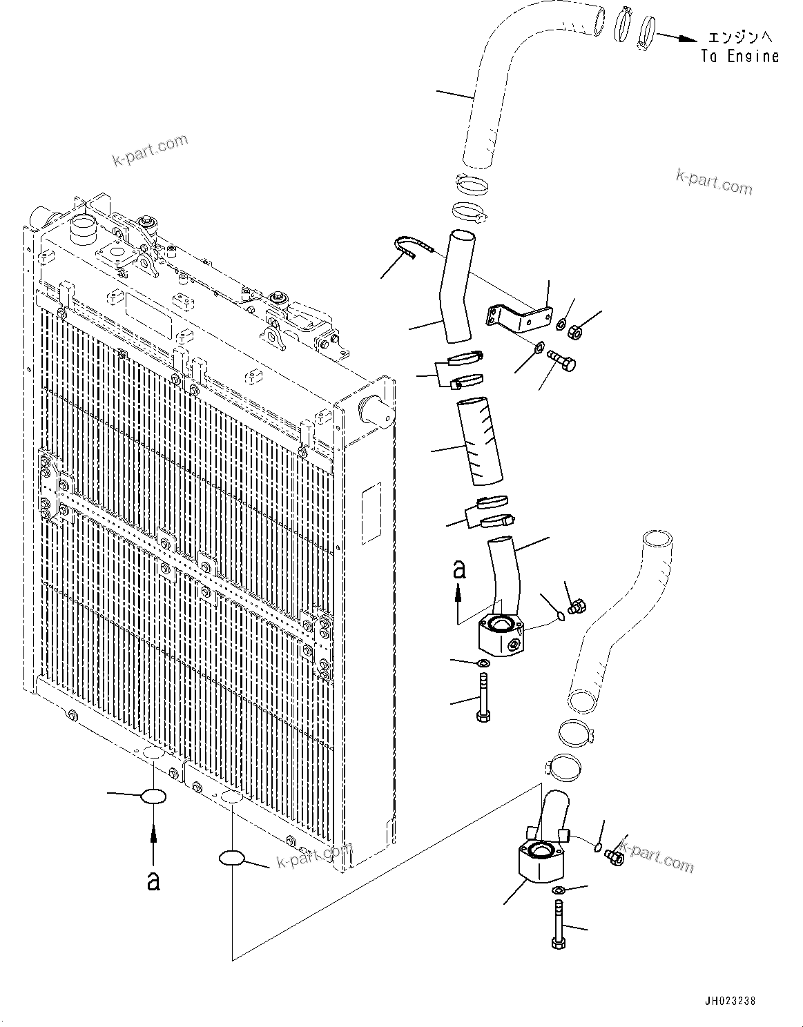 Komatsu parts book diagram for D375AI-8 S/N 81001-UP: RADIATOR GUARD, RADIATOR PIPING(#81001-)