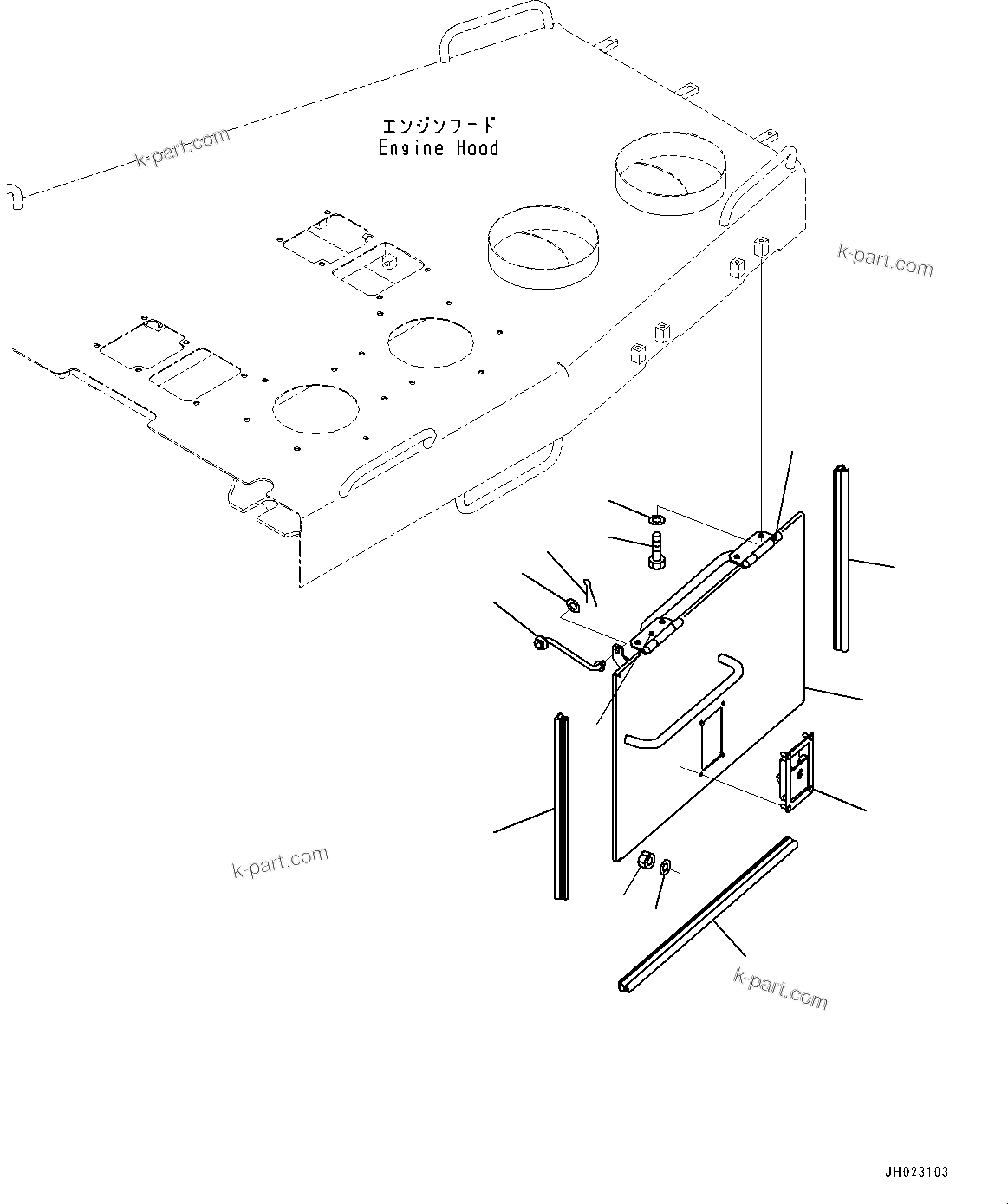 Komatsu parts book diagram for D375AI-8 S/N 81001-UP: ENGINE HOOD AND SIDE COVER GROUP, SIDE COVER TOP, L.H. (2/2)(#81001-)