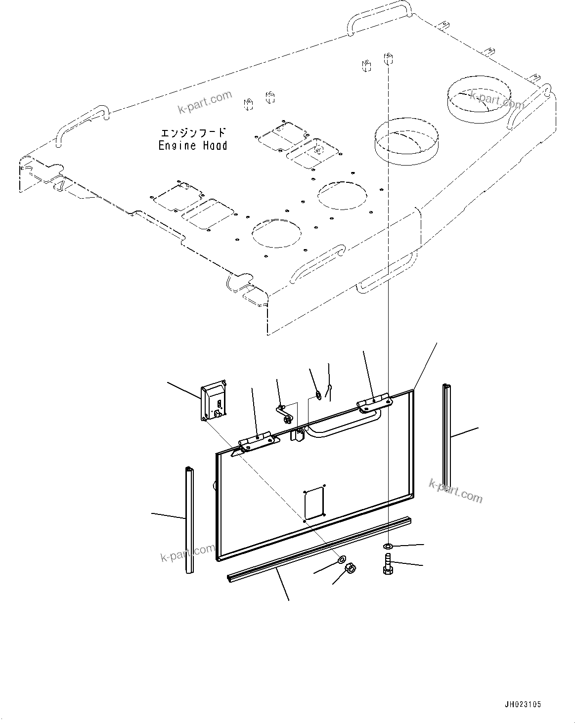 Komatsu parts book diagram for D375AI-8 S/N 81001-UP: ENGINE HOOD AND SIDE COVER GROUP, SIDE COVER TOP, R.H. (2/2)(#81001-)