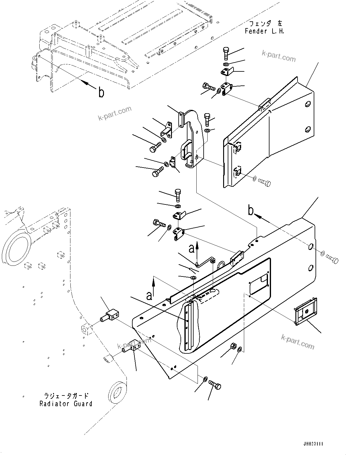 Komatsu parts book diagram for D375AI-8 S/N 81001-UP: ENGINE HOOD AND SIDE COVER GROUP, SIDE COVER BOTTOM, L.H.(#81001-)