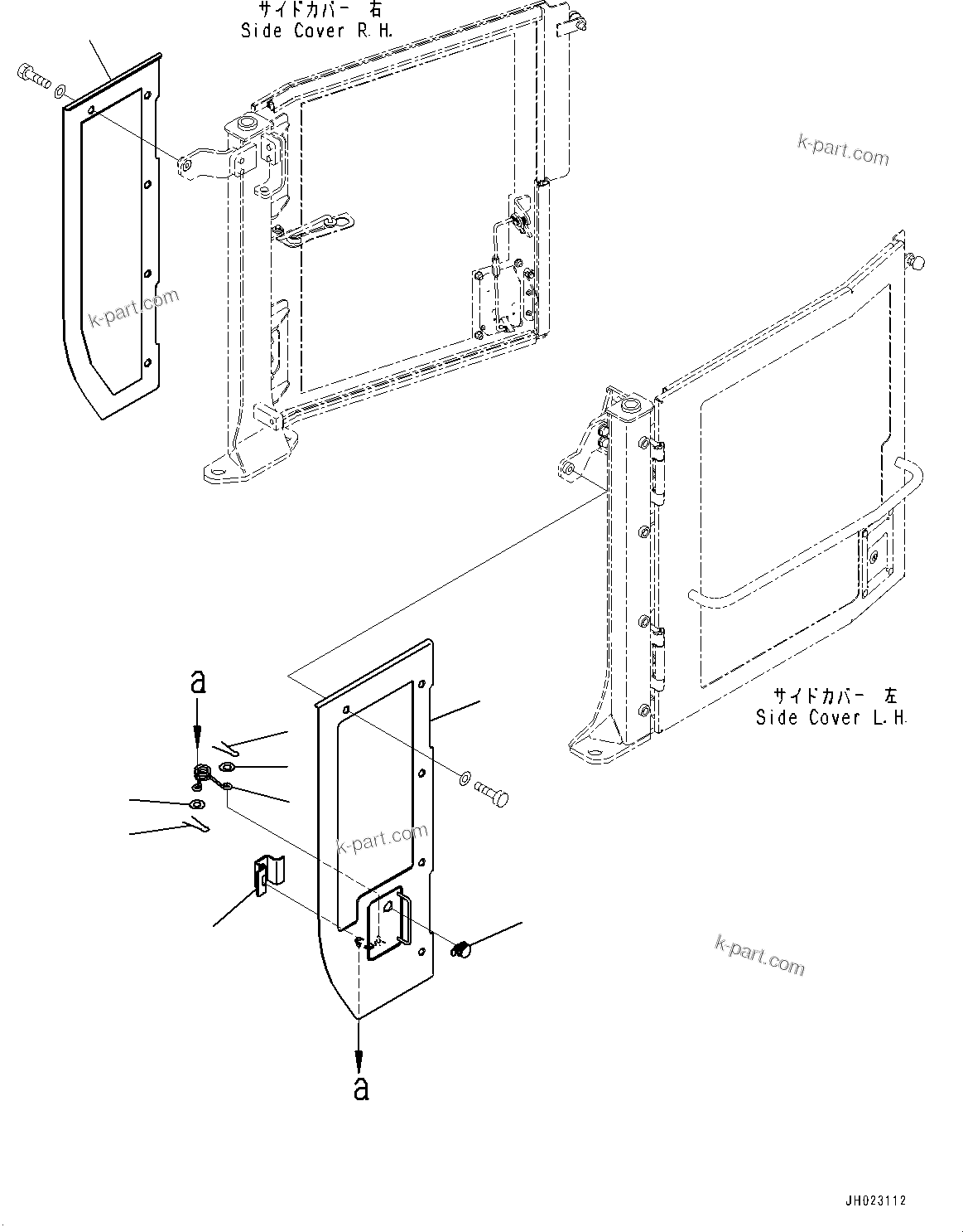 Komatsu parts book diagram for D375AI-8 S/N 81001-UP: ENGINE HOOD AND SIDE COVER GROUP, SIDE COVER(#81001-)