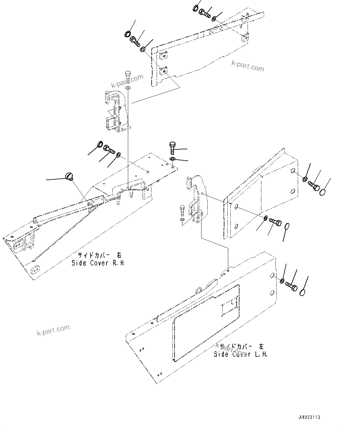 Komatsu parts book diagram for D375AI-8 S/N 81001-UP: ENGINE HOOD AND SIDE COVER GROUP, BOLT AND CAP (1/3)(#81001-)