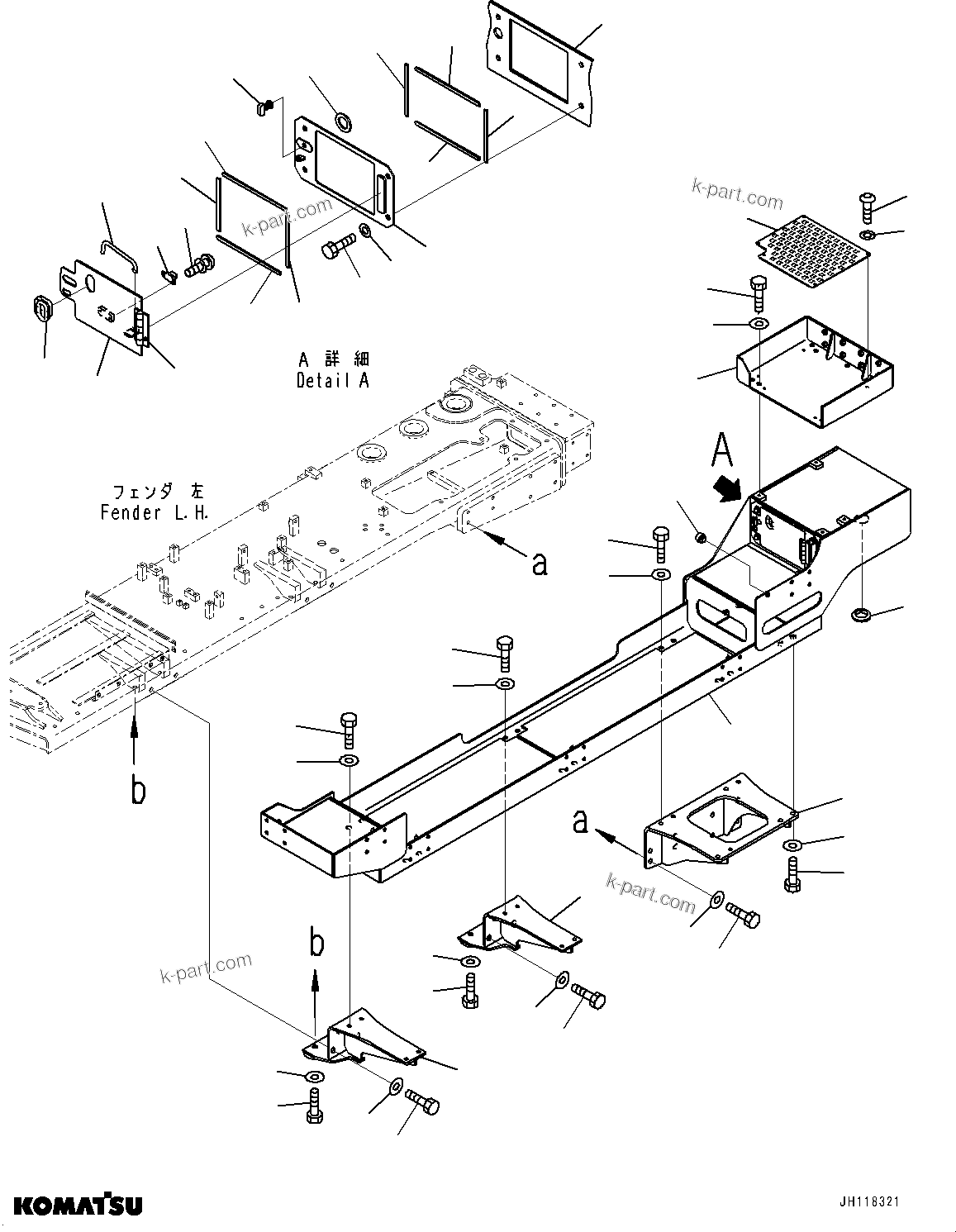 Komatsu parts book diagram for D375AI-8 S/N 81001-UP: PLATFORM, L.H.(#81001-)