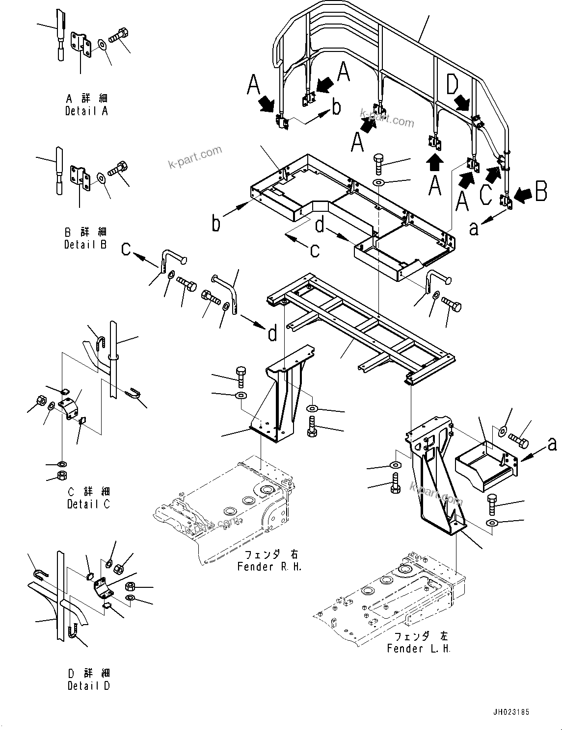 Komatsu parts book diagram for D375AI-8 S/N 81001-UP: PLATFORM, REAR(#81001-)