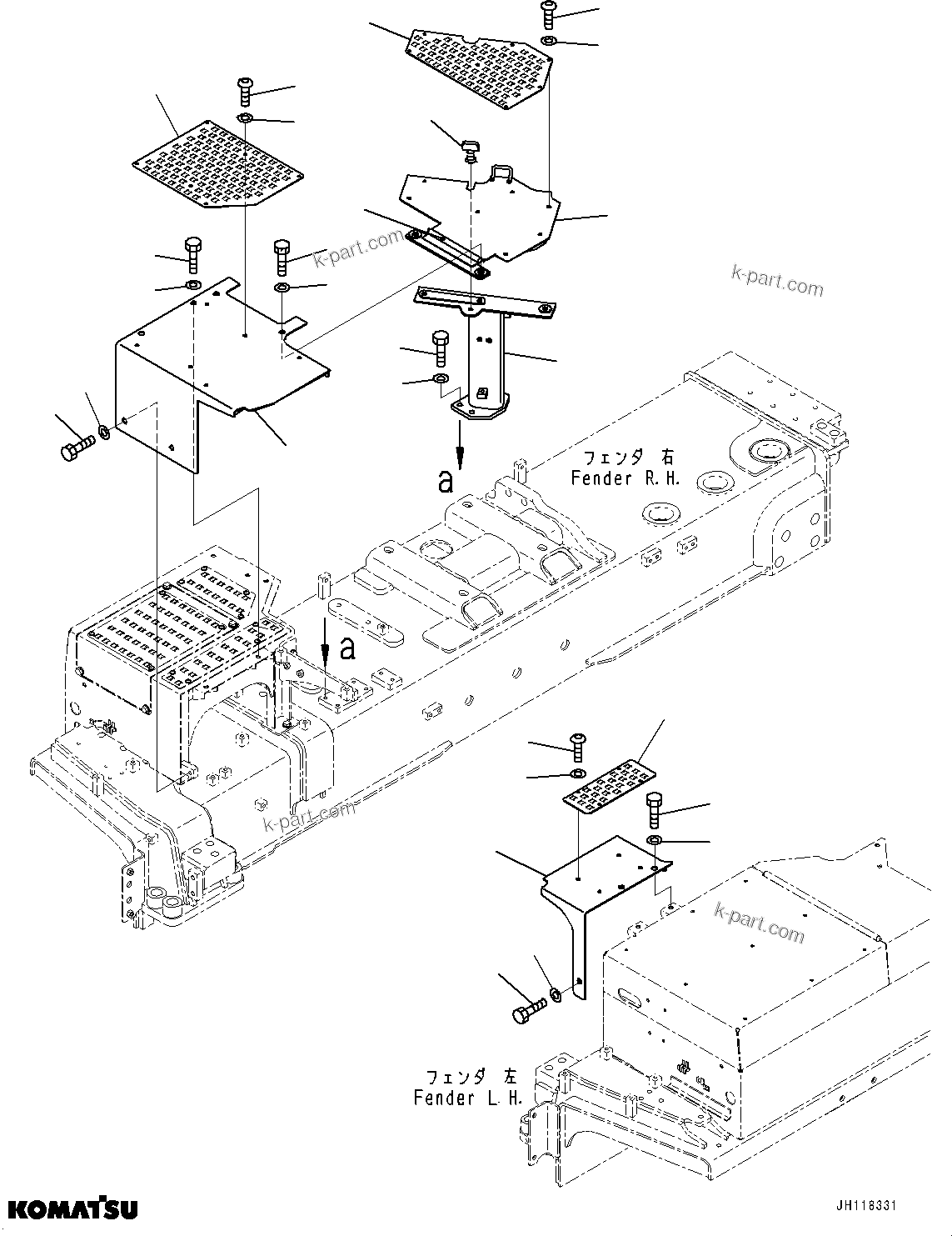 Komatsu parts book diagram for D375AI-8 S/N 81001-UP: FENDER RELATED PARTS, FENDER COVER (3/5)(#81001-)
