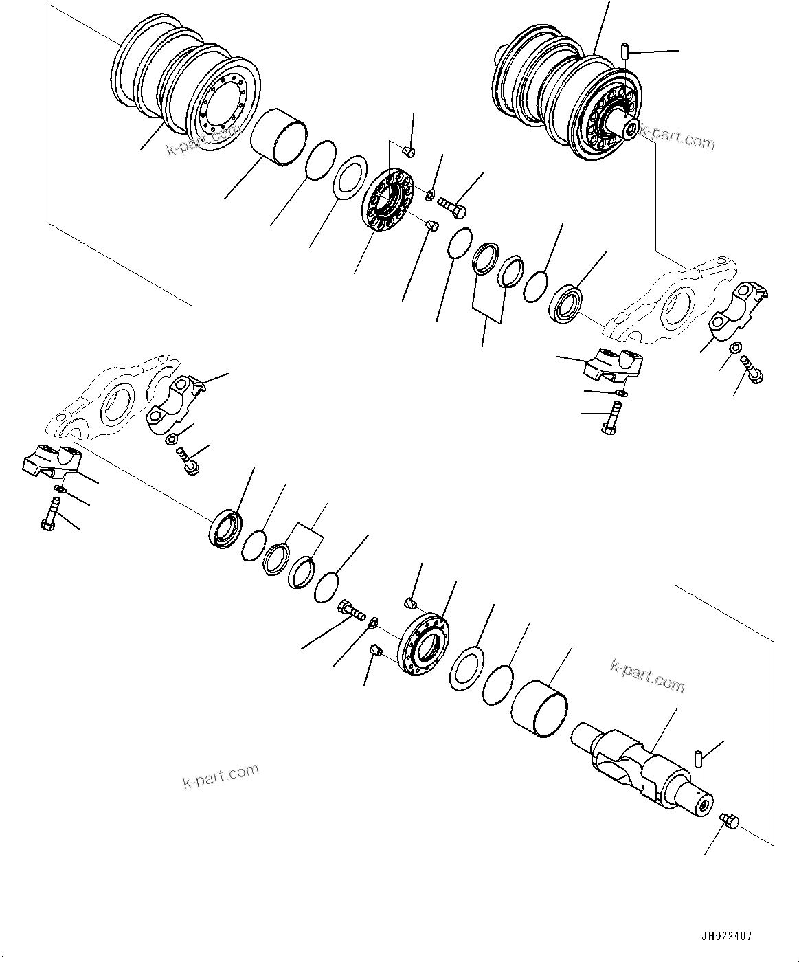 Komatsu parts book diagram for D375AI-8 S/N 81001-UP: TRACK FRAME, TRACK ROLLER, L.H., 2/2 (COLD AREA SPECIFICATION A (-30 DEG C))(#80094-)