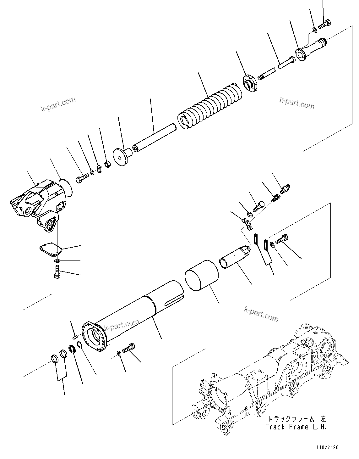 Komatsu parts book diagram for D375AI-8 S/N 81001-UP: TRACK FRAME, RECOIL SPRING, L.H.(#80094-)