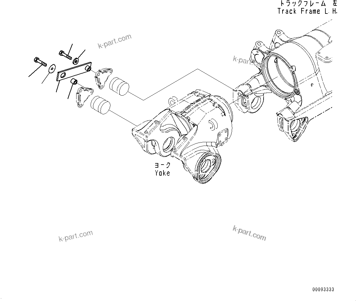 Komatsu parts book diagram for D375AI-8 S/N 81001-UP: TRACK FRAME, SHIPPING PARTS, L.H.(#80015-80093)
