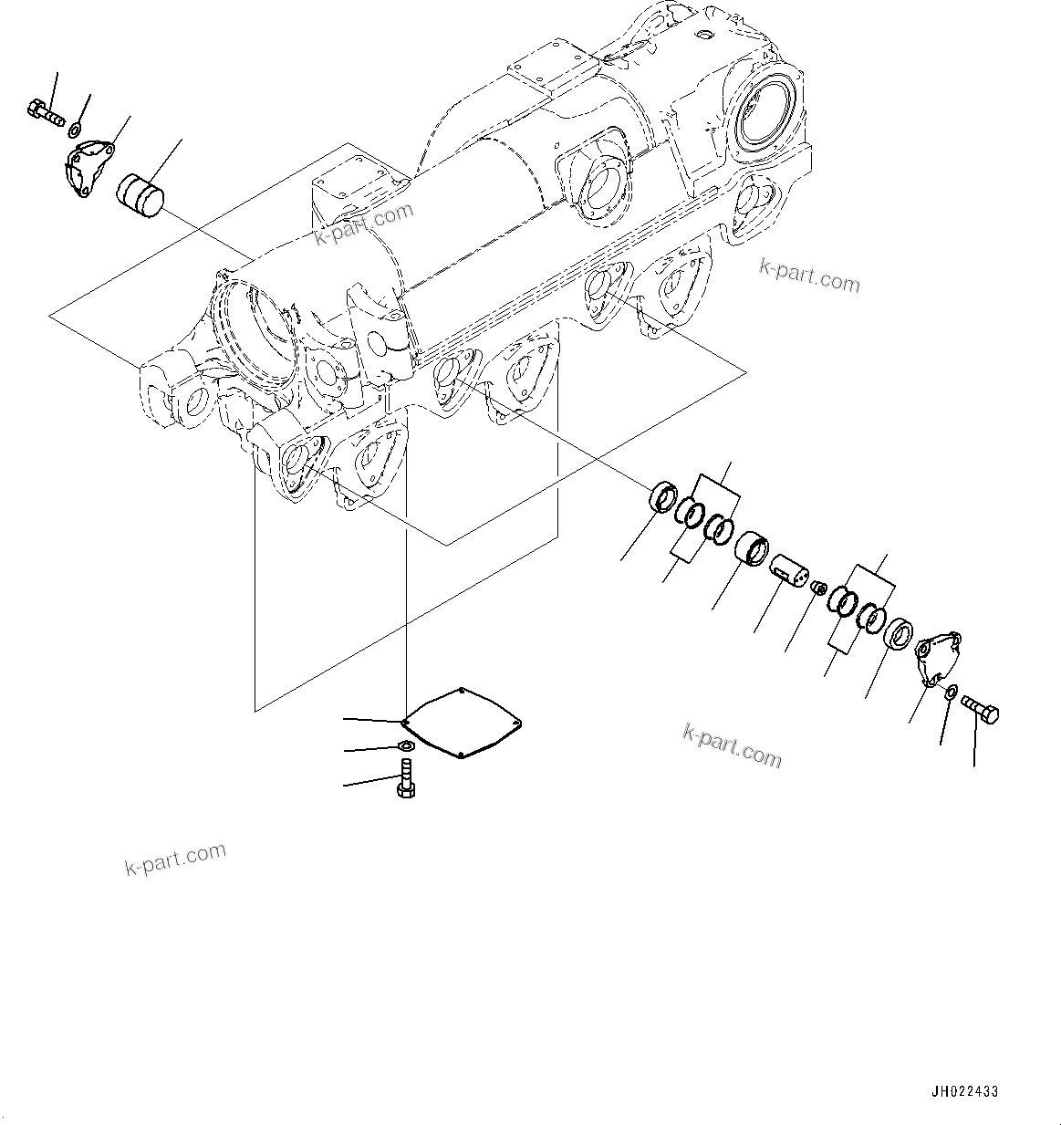 Komatsu parts book diagram for D375AI-8 S/N 81001-UP: TRACK FRAME, 2ND, 3RD AND 4TH BOGIE MOUNTING, R.H. (COLD AREA SPECIFICATION A (-30 DEG C))(#80094-)