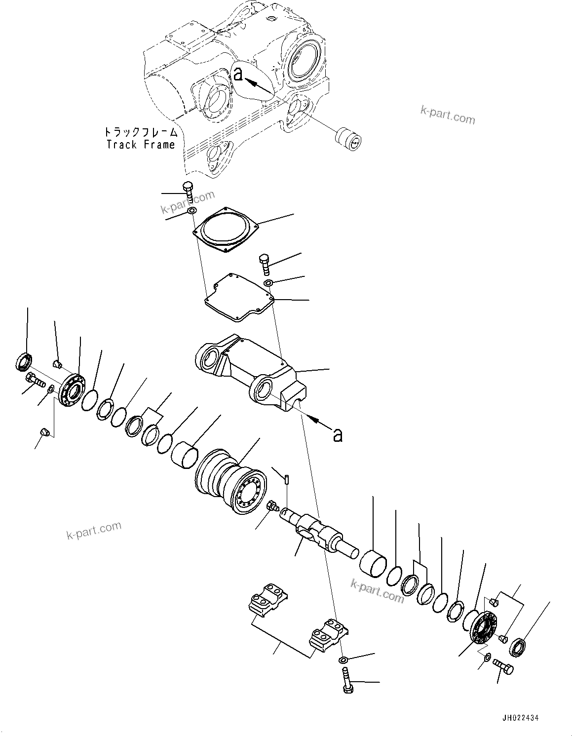 Komatsu parts book diagram for D375AI-8 S/N 81001-UP: TRACK FRAME, 5TH BOGIE AND TRACK ROLLER, R.H. (COLD AREA SPECIFICATION A (-30 DEG C))(#80094-)