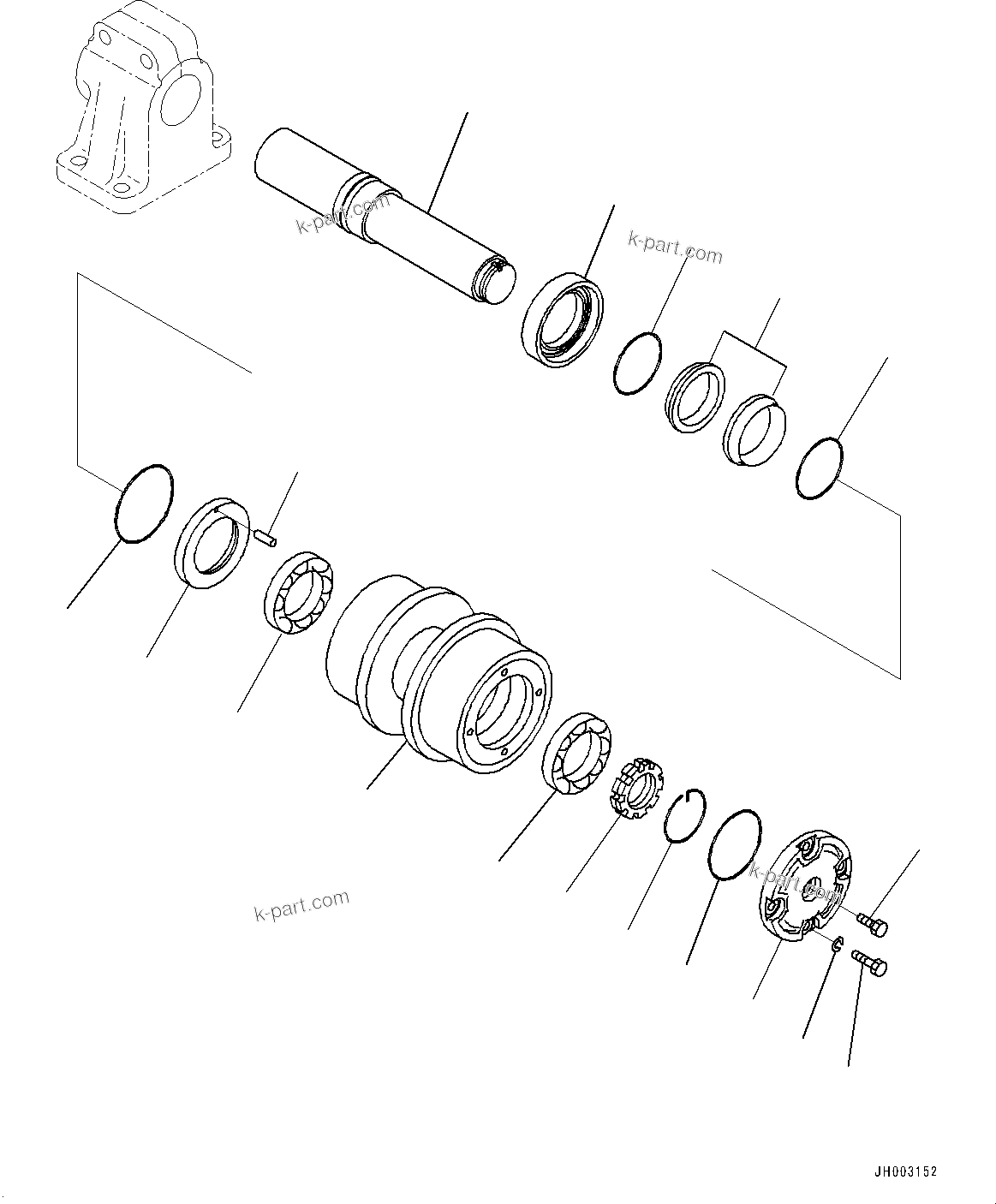 Komatsu parts book diagram for D375AI-8 S/N 81001-UP: TRACK FRAME, CARRIER ROLLER, R.H. (COLD AREA SPECIFICATION A (-30 DEG C))(#80094-)