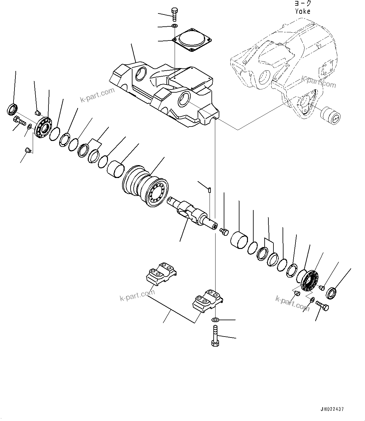 Komatsu parts book diagram for D375AI-8 S/N 81001-UP: TRACK FRAME, 1ST BOGIE AND TRACK ROLLER, R.H. (COLD AREA SPECIFICATION A (-30 DEG C))(#80094-)