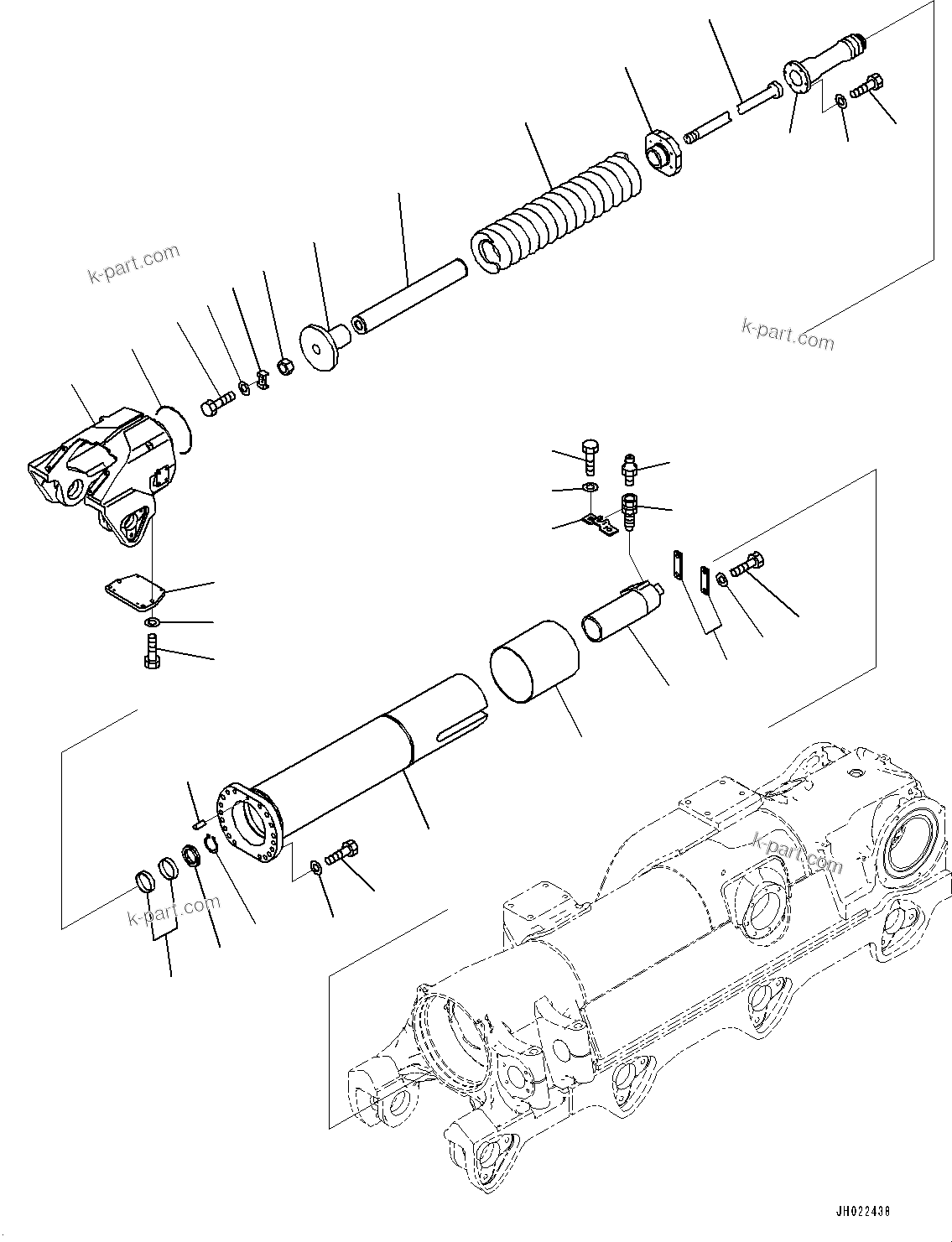 Komatsu parts book diagram for D375AI-8 S/N 81001-UP: TRACK FRAME, RECOIL SPRING, R.H.(#80094-)
