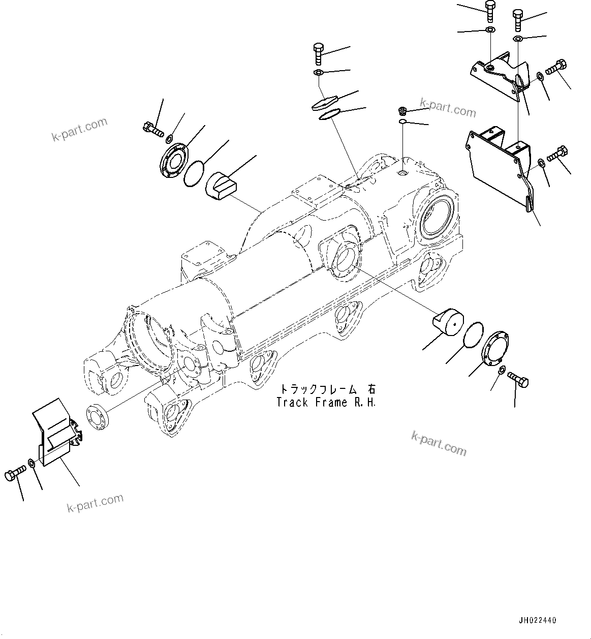 Komatsu parts book diagram for D375AI-8 S/N 81001-UP: TRACK FRAME, REAR COVER AND CUSHION MOUNTING, R.H.(#80015-80093)
