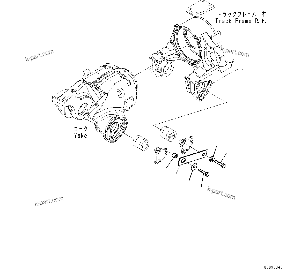 Komatsu parts book diagram for D375AI-8 S/N 81001-UP: TRACK FRAME, SHIPPING PARTS, R.H.(#80015-80093)