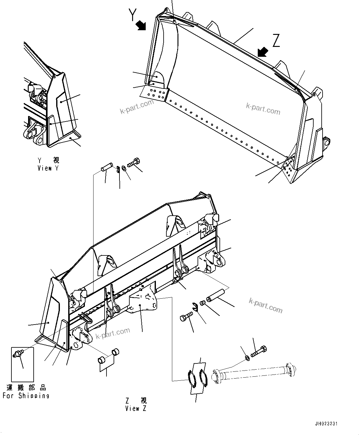 Komatsu parts book diagram for D375AI-8 S/N 81001-UP: DOZER BLADE, BLADE (DUAL TILT PITCH SEMI U DOZER, CENTRALIZED LUBRICATION)(#80015-)