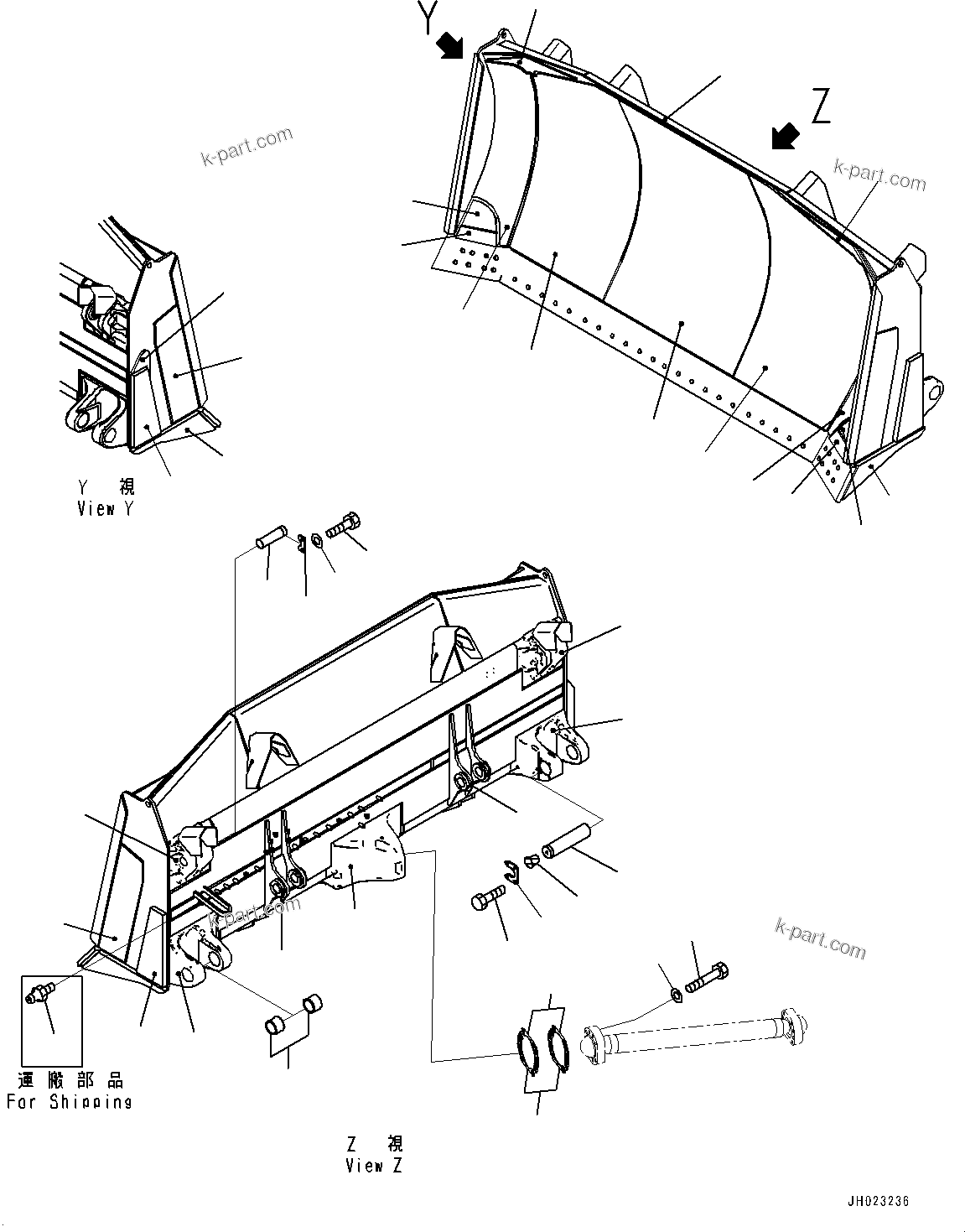 Komatsu parts book diagram for D375AI-8 S/N 81001-UP: DOZER BLADE, BLADE (HEAVY DUTY DUAL TILT PITCH SEMI U DOZER, CENTRALIZED LUBRICATION)(#80015-)
