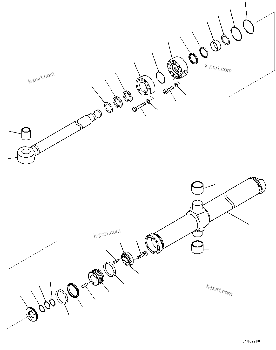 Komatsu parts book diagram for D375AI-8 S/N 81001-UP: DOZER BLADE LIFT CYLINDER, INNER PARTS, BLADE LIFT CYLINDER, R.H. (2/3)(#80015-)