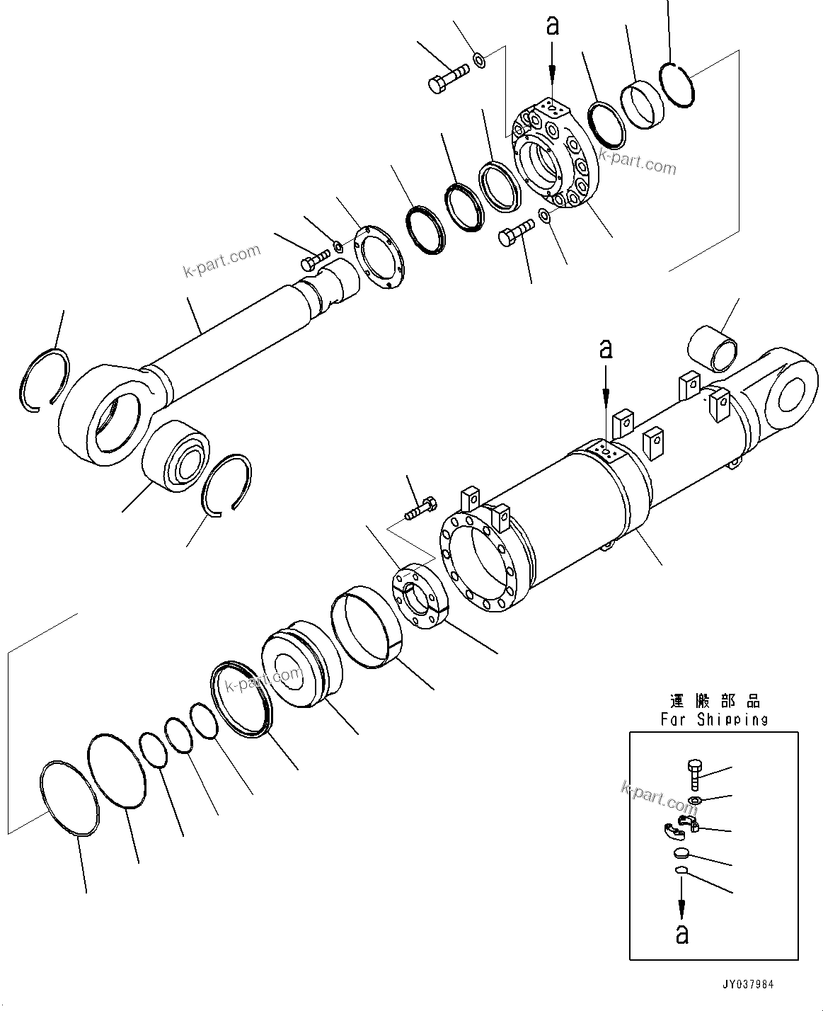 Komatsu parts book diagram for D375AI-8 S/N 81001-UP: DOZER BLADE TILT CYLINDER, (#80015-)