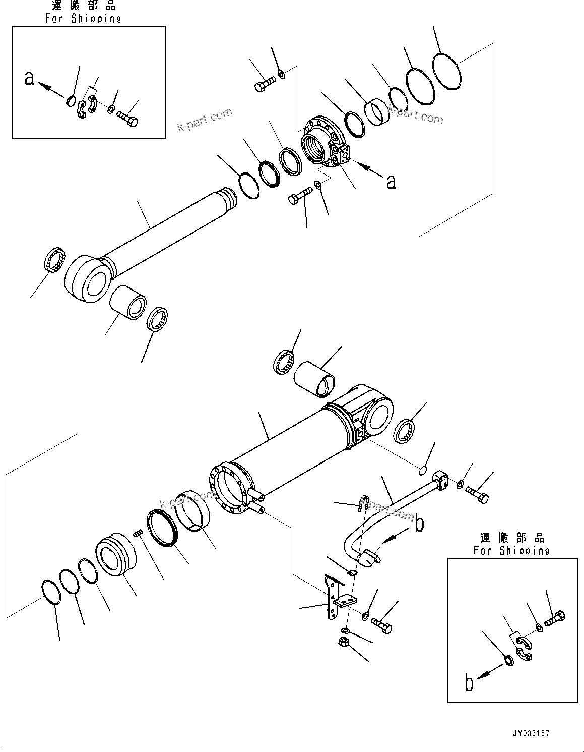 Komatsu parts book diagram for D375AI-8 S/N 81001-UP: RIPPER, INNER PARTS, RIPPER TILT CYLINDER, L.H.(#80001-)